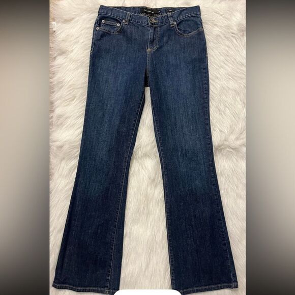 VTG 90s Calvin Klein Dark Wash High Waist Flare bootcut jeans Made in Egypt 14 - Picture 3 of 9
